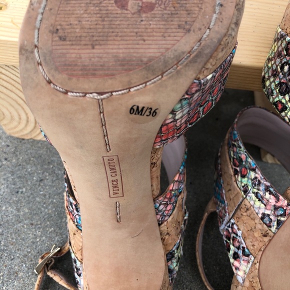 Vince Camuto Multicolor Python Cork Heel Sandals 6 - Picture 9 of 12